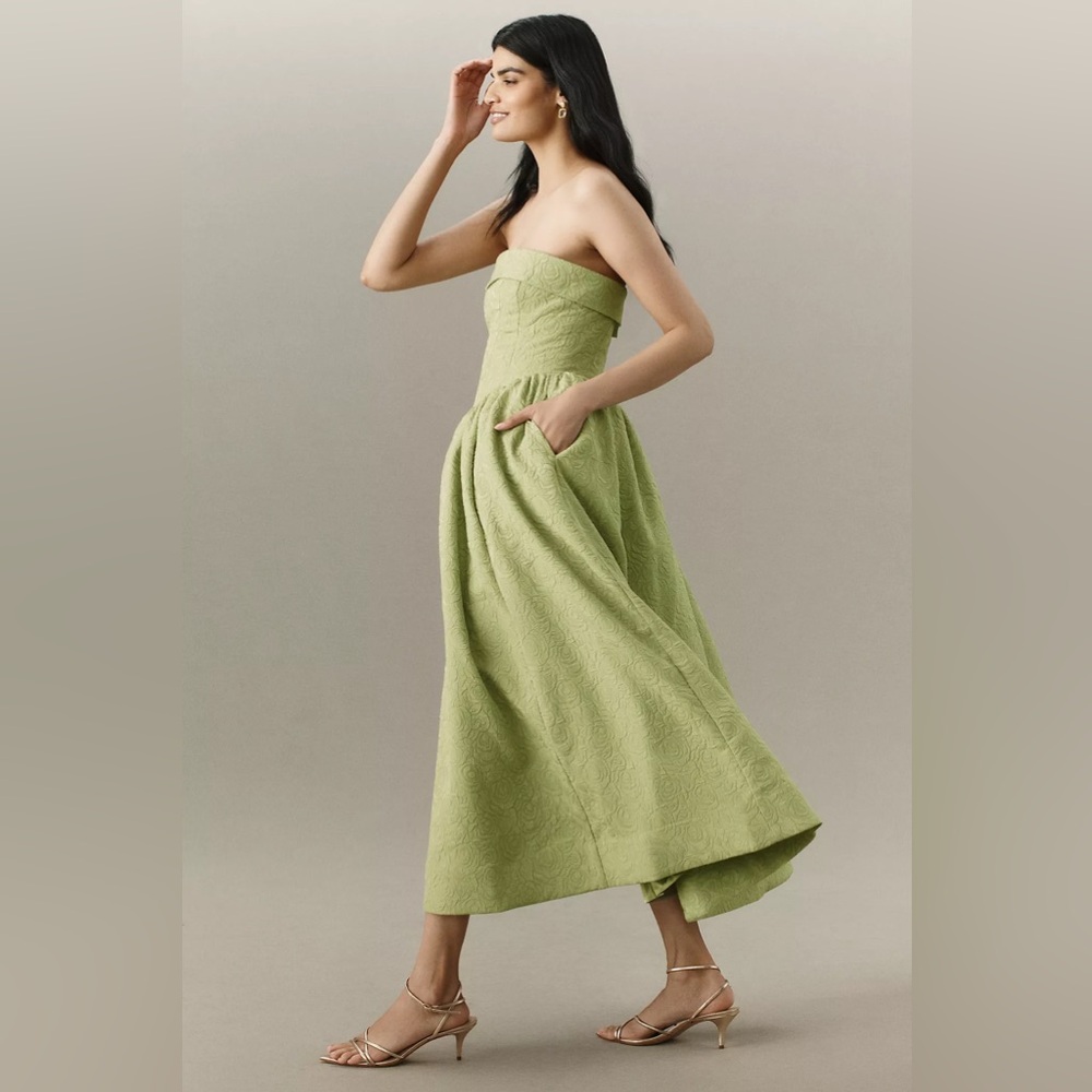 Anthropologie Strapless Olive Dress - Picture 5 of 7